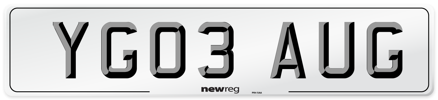 YG03 AUG Number Plate from New Reg